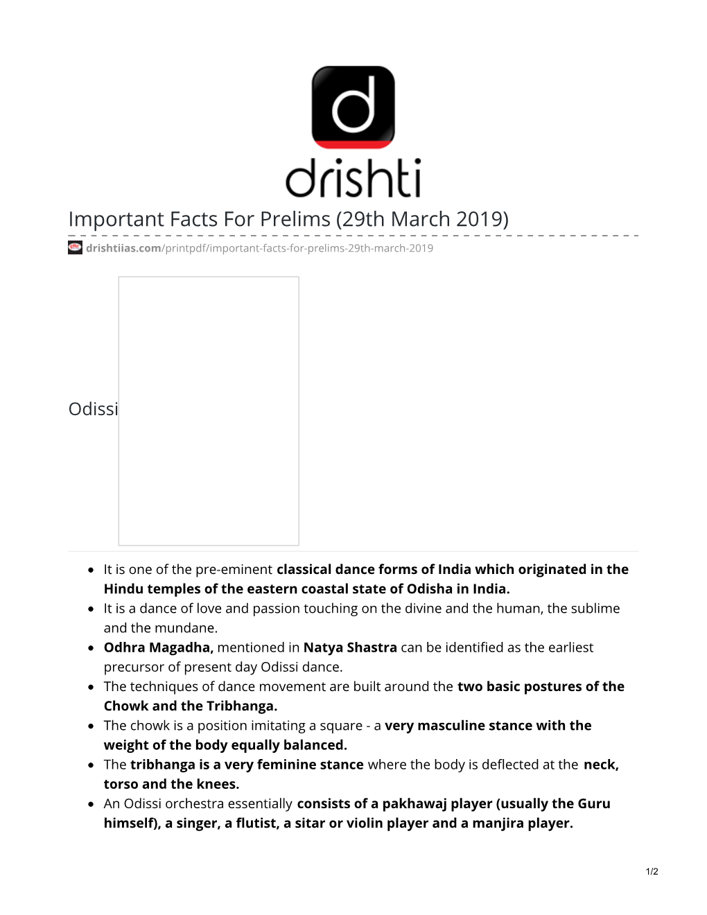 Important Facts for Prelims (29Th March 2019)