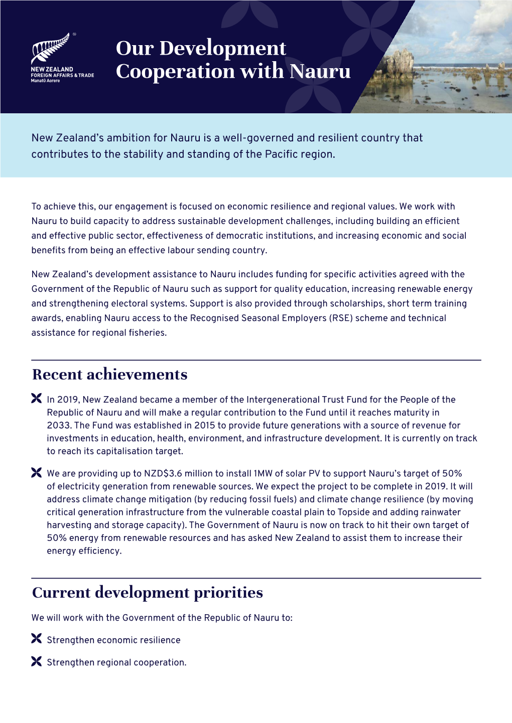 Our Development Cooperation with Nauru