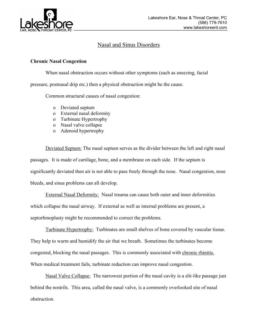 Nasal and Sinus Disorders