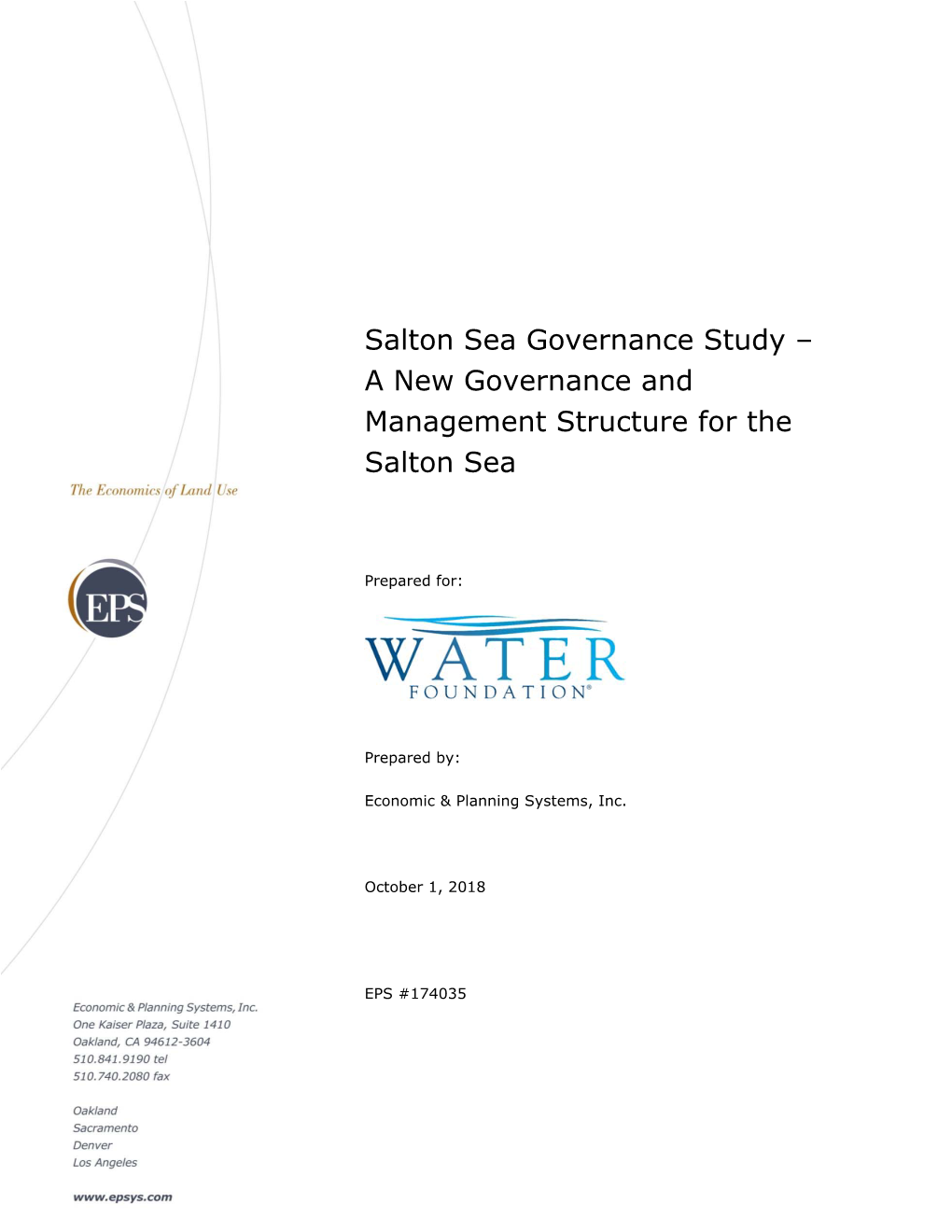 A New Governance and Management Structure for the Salton Sea