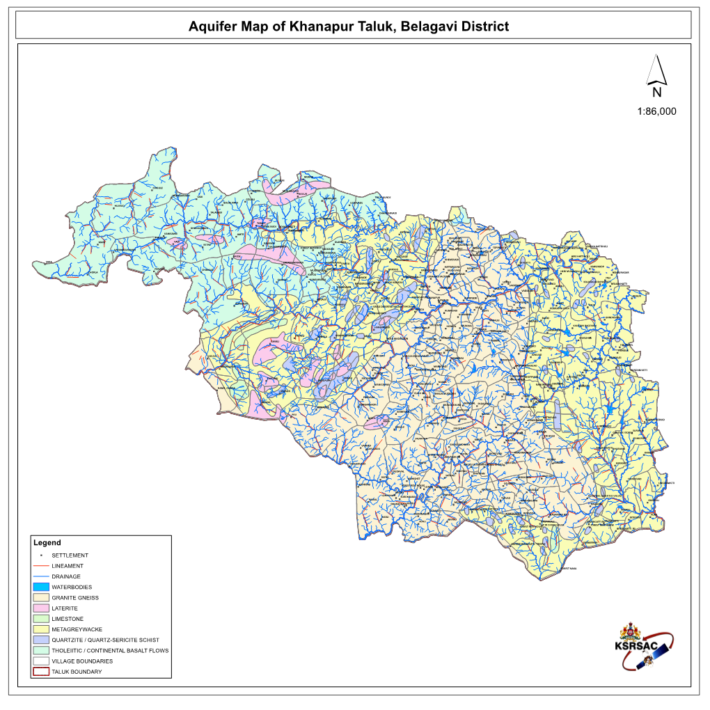 Aquifer Map of Khanapur Taluk, Belagavi District ´ 1:86,000