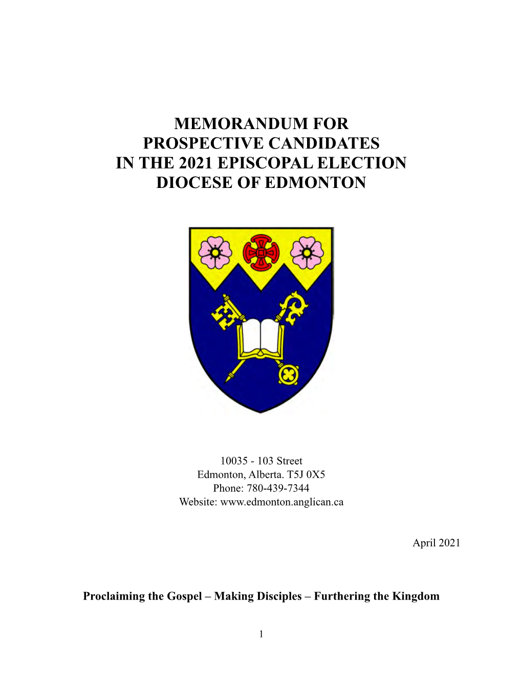 2021 Episcopal Election Memorandum