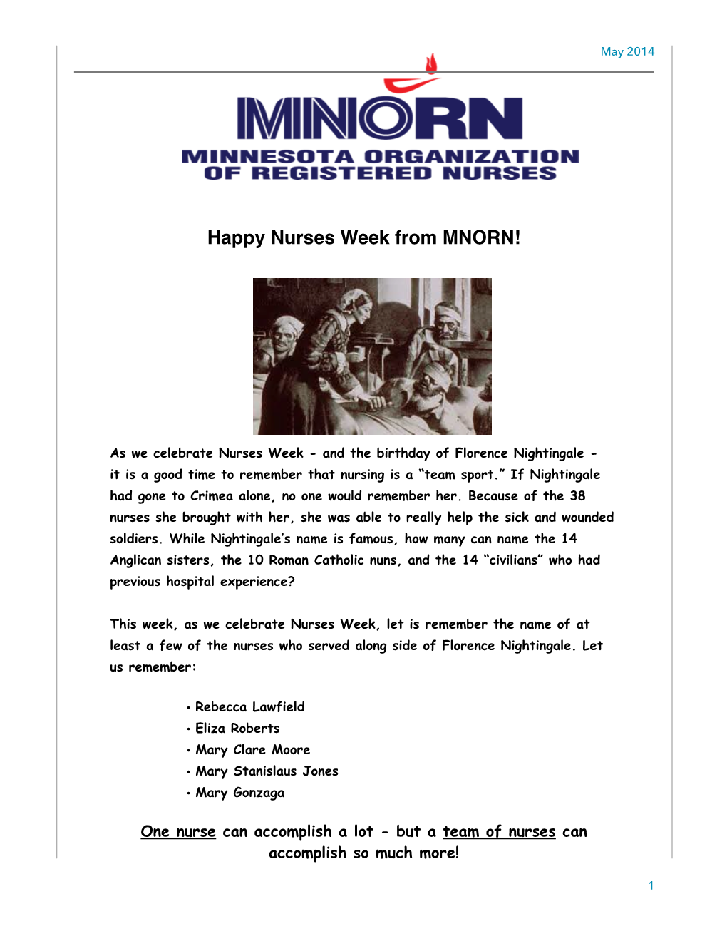 May 2014 Newsletter