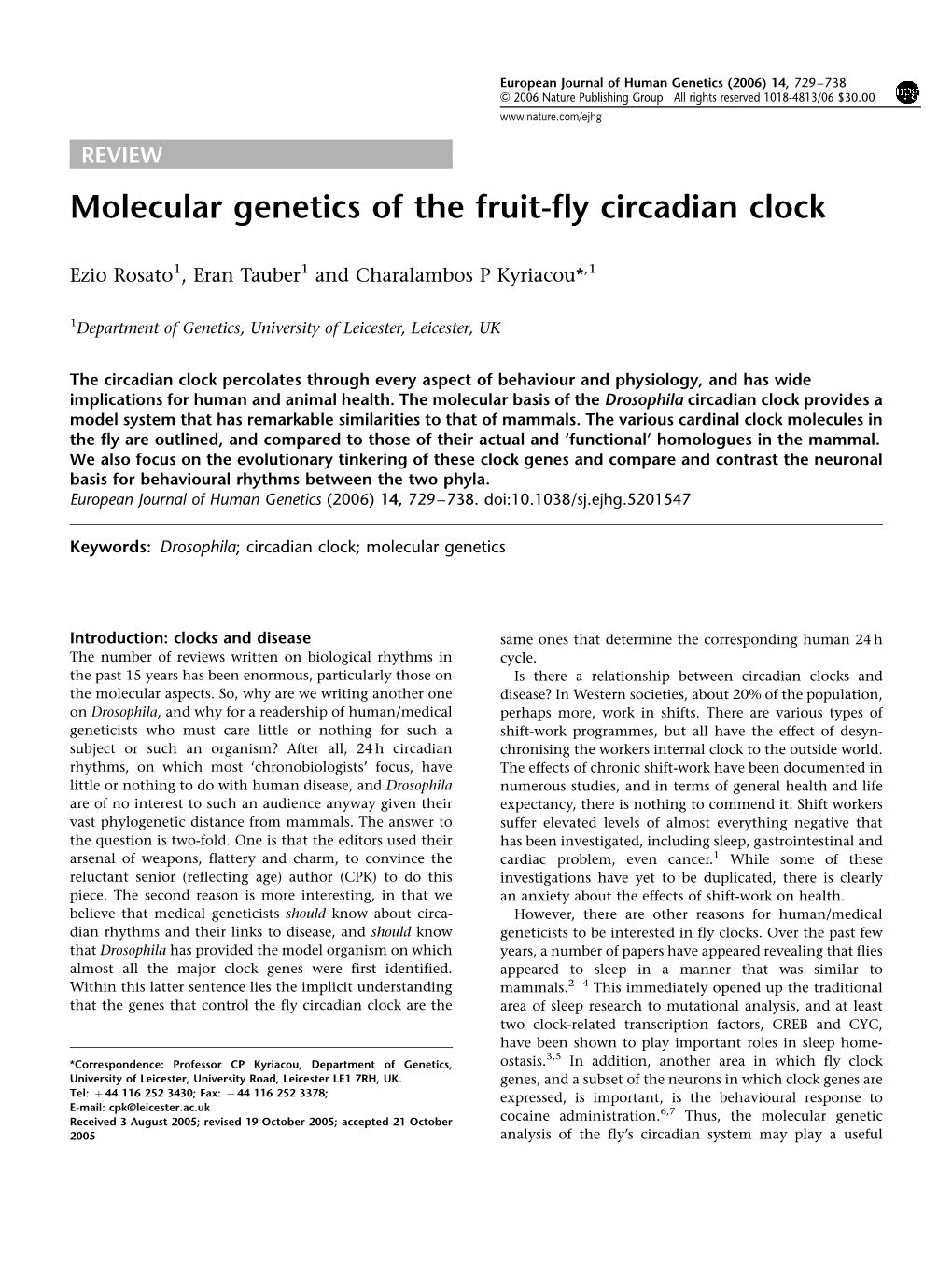 Molecular Genetics of the Fruit-Fly Circadian Clock