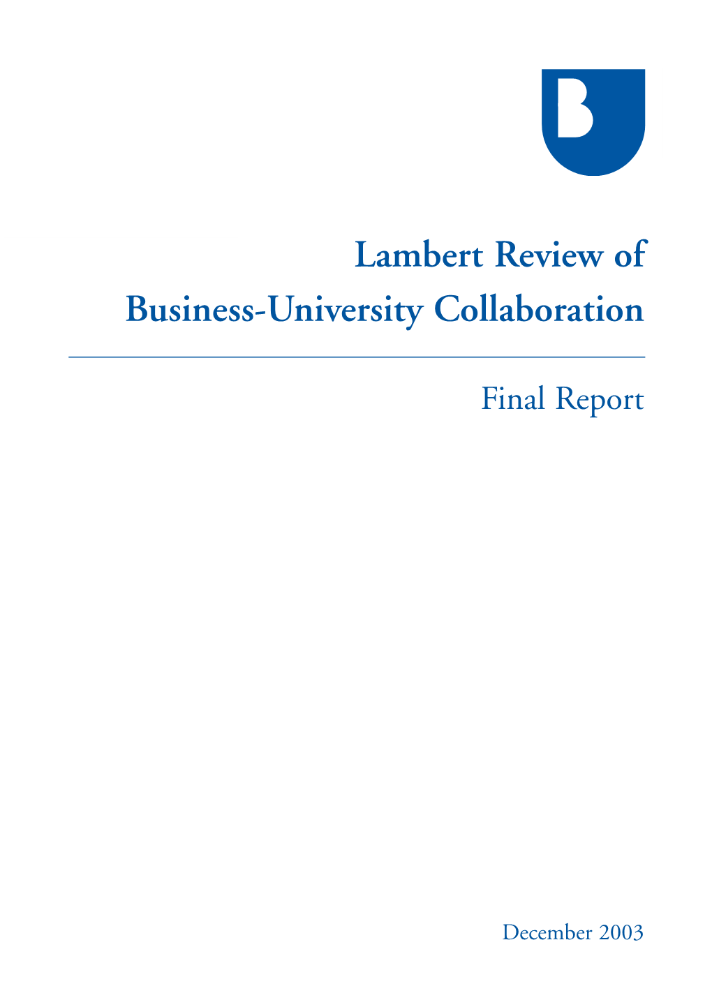 Lambert Review of Business-University Collaboration