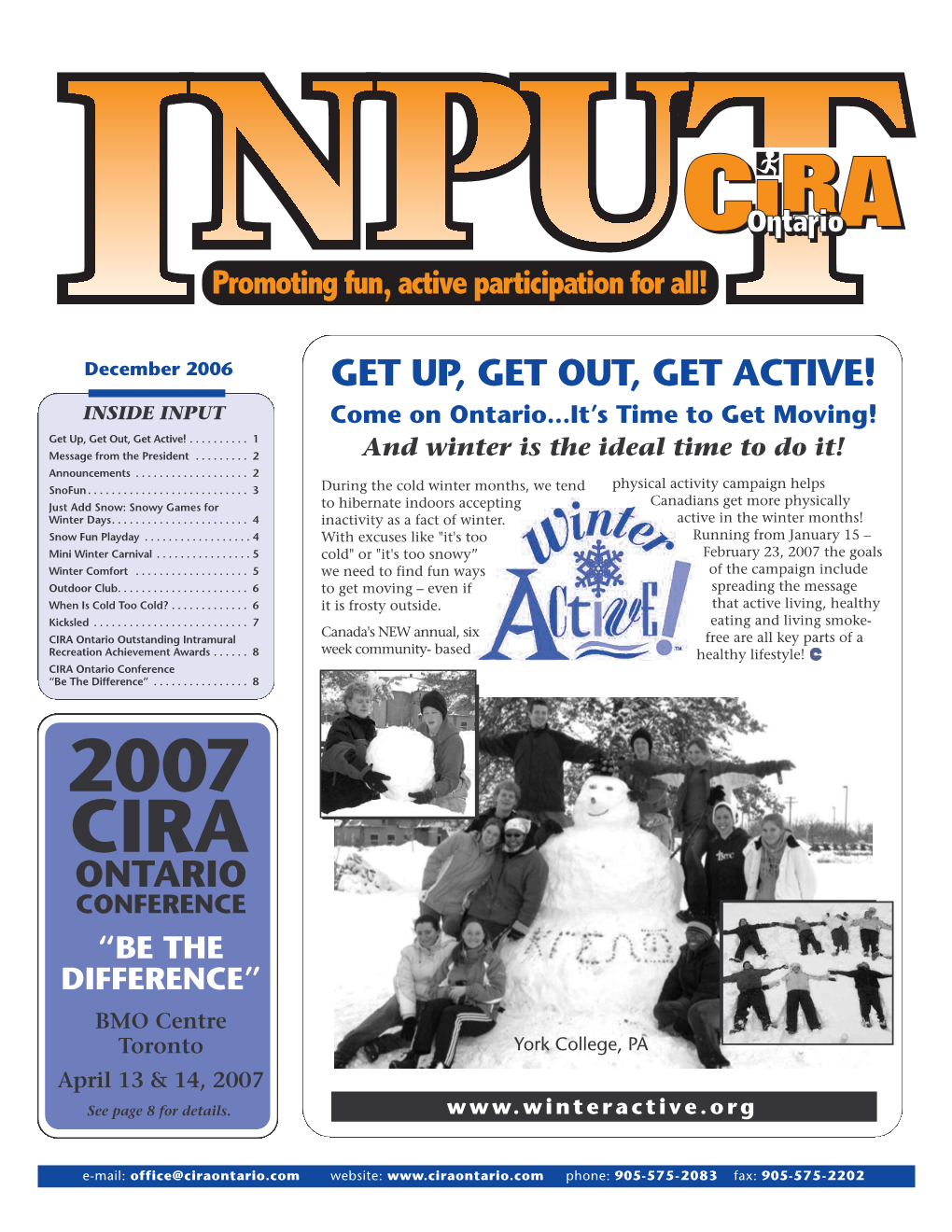 Cira Ontario Outstanding Intramural Recreation Achievement Award