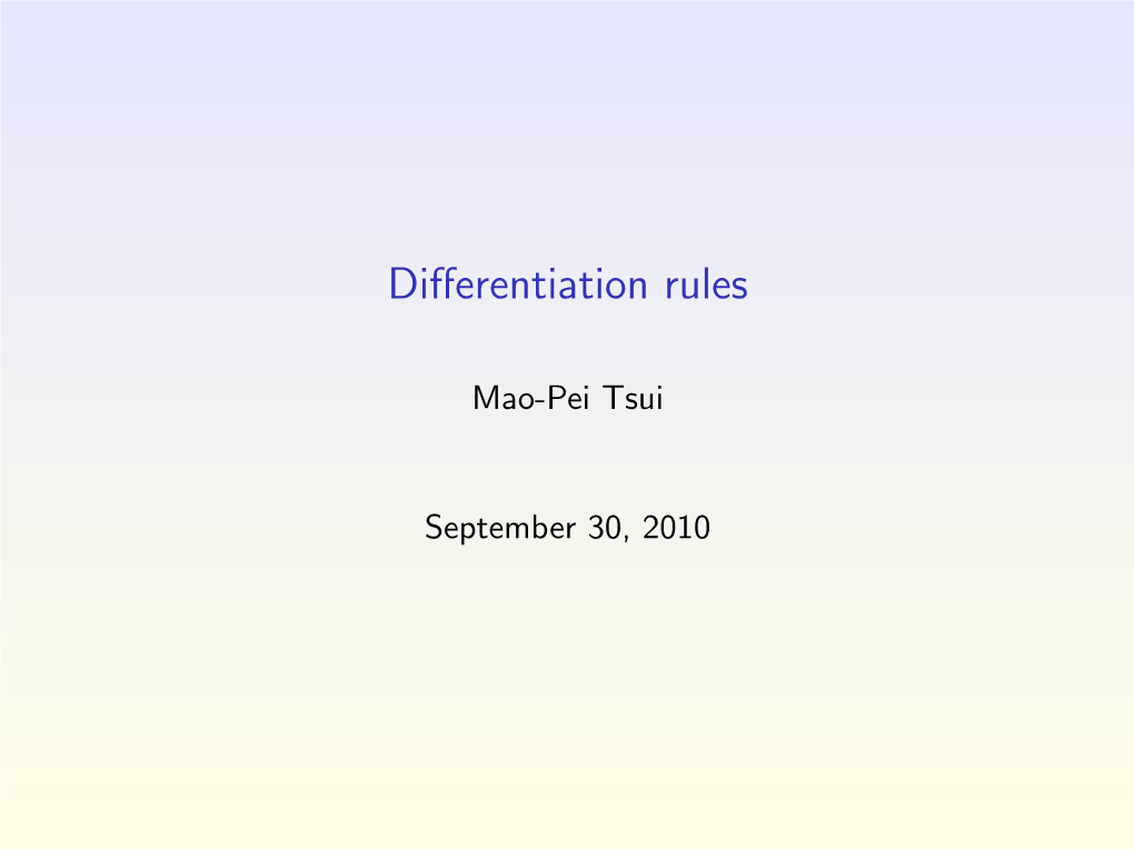 Differentiation Rules