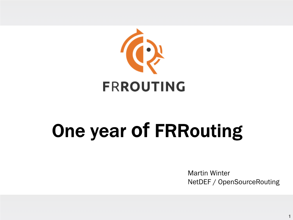 One Year of Frrouting