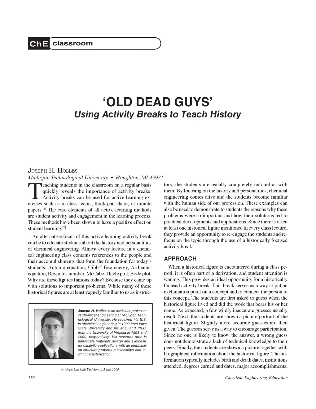 'OLD DEAD GUYS' Using Activity Breaks to Teach History