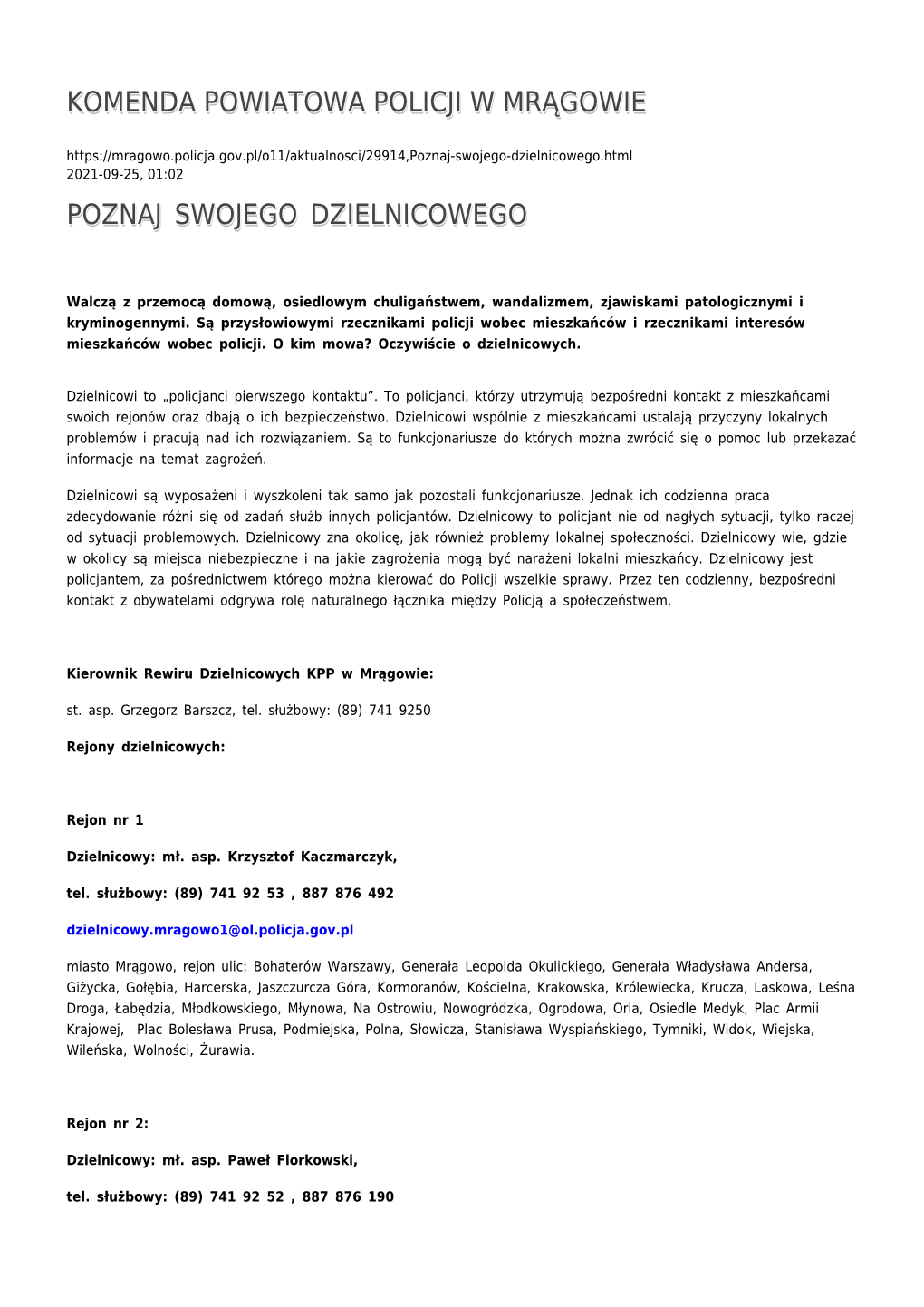 Komenda Powiatowa Policji W Mrągowie