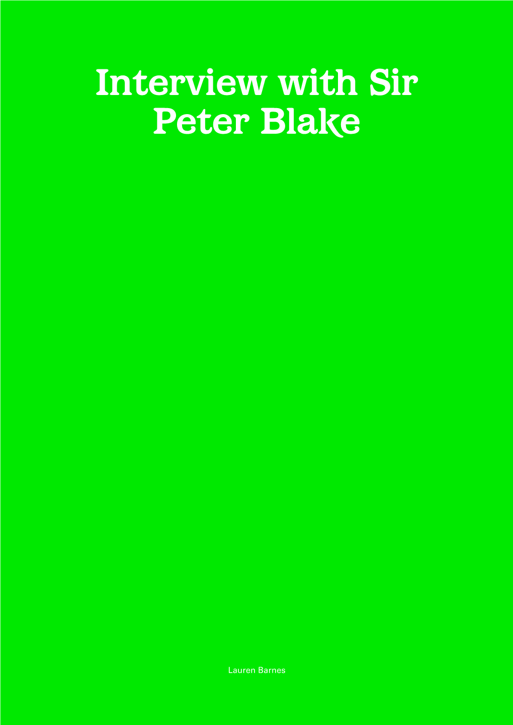 Interview with Sir Peter Blake