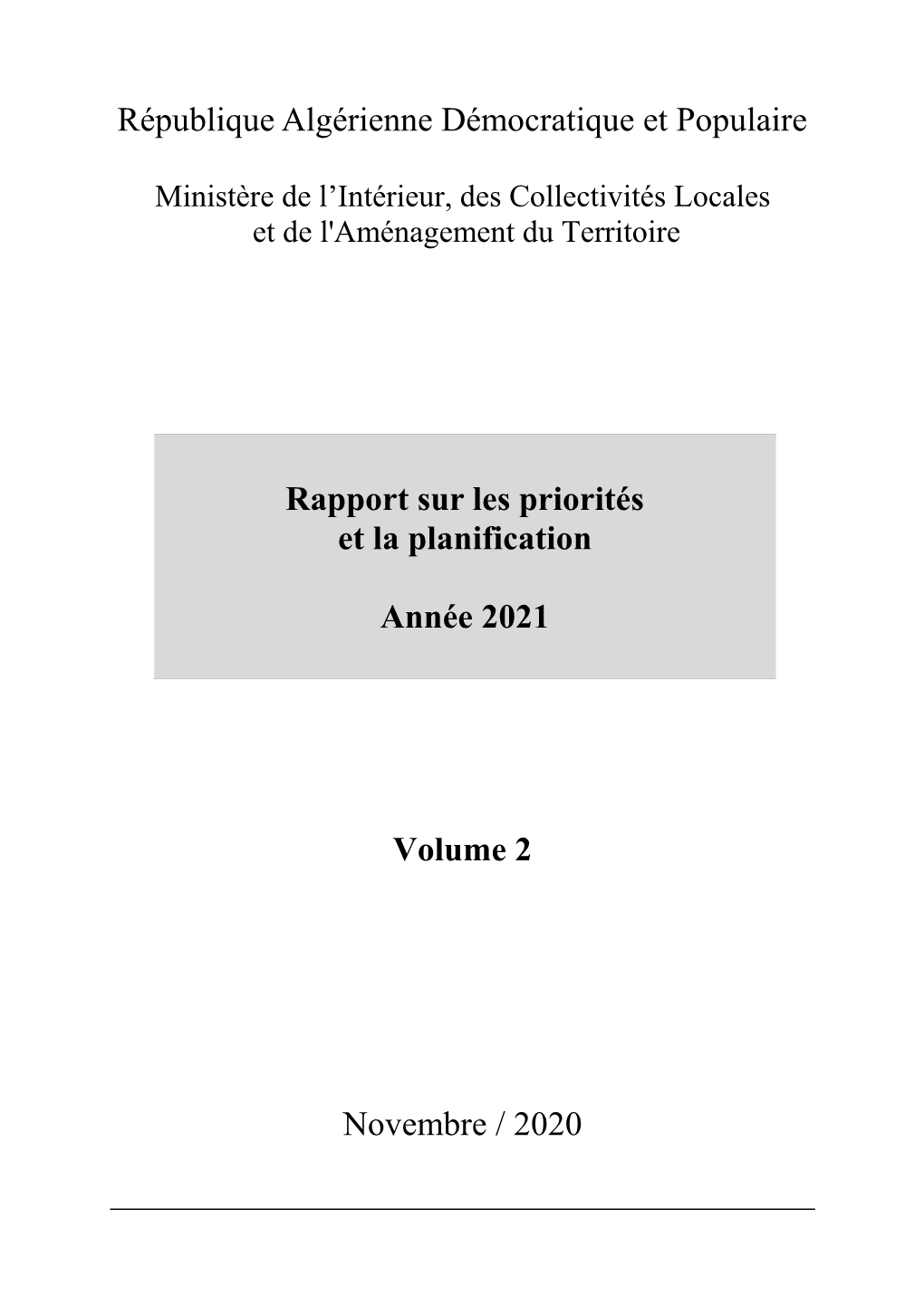 RPP Ministère De L'intérieur, Des Collectivités Locales Et De L