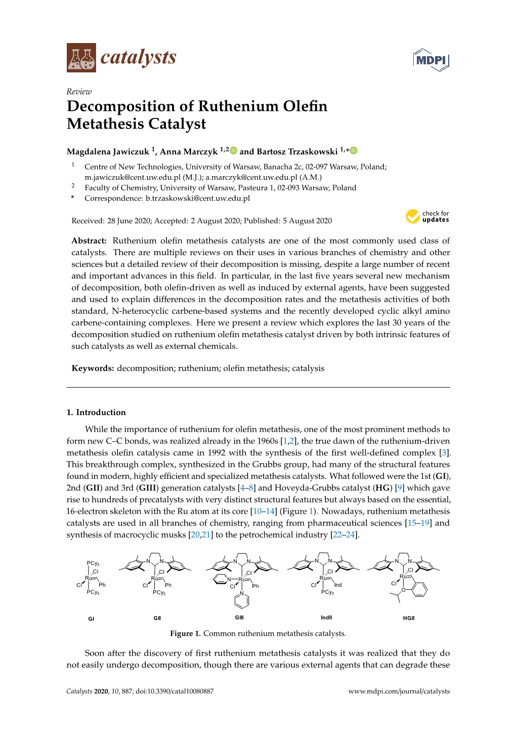 Decomposition of Ruthenium Olefin Metathesis Catalyst