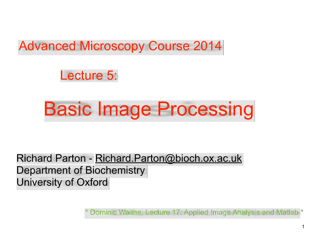 Basic Image Processing