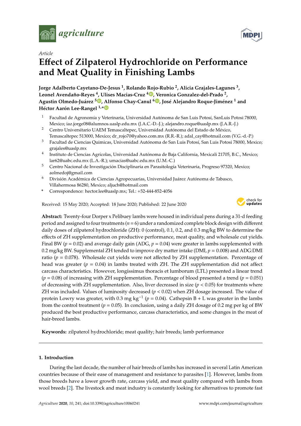 Effect of Zilpaterol Hydrochloride on Performance and Meat Quality In