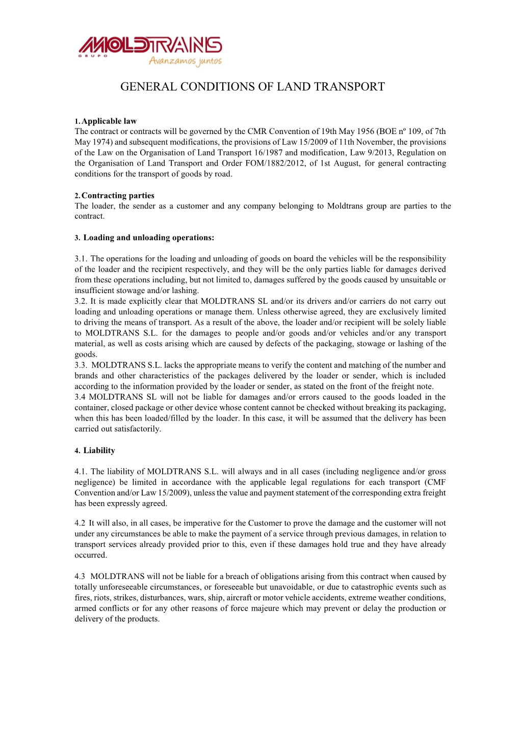 General Conditions of Land Transport