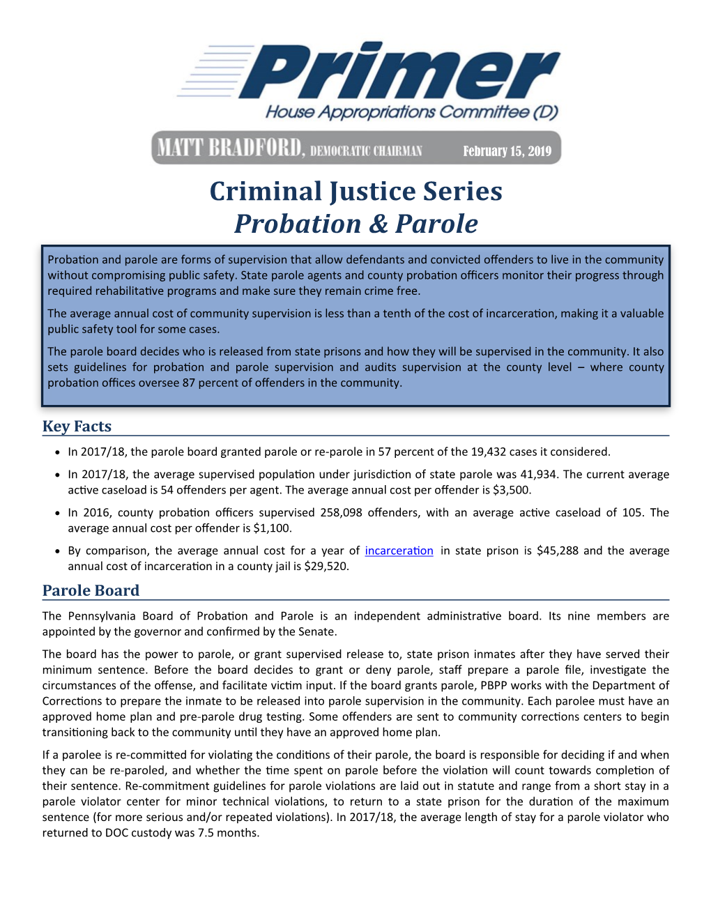 Criminal Justice Series Probation & Parole