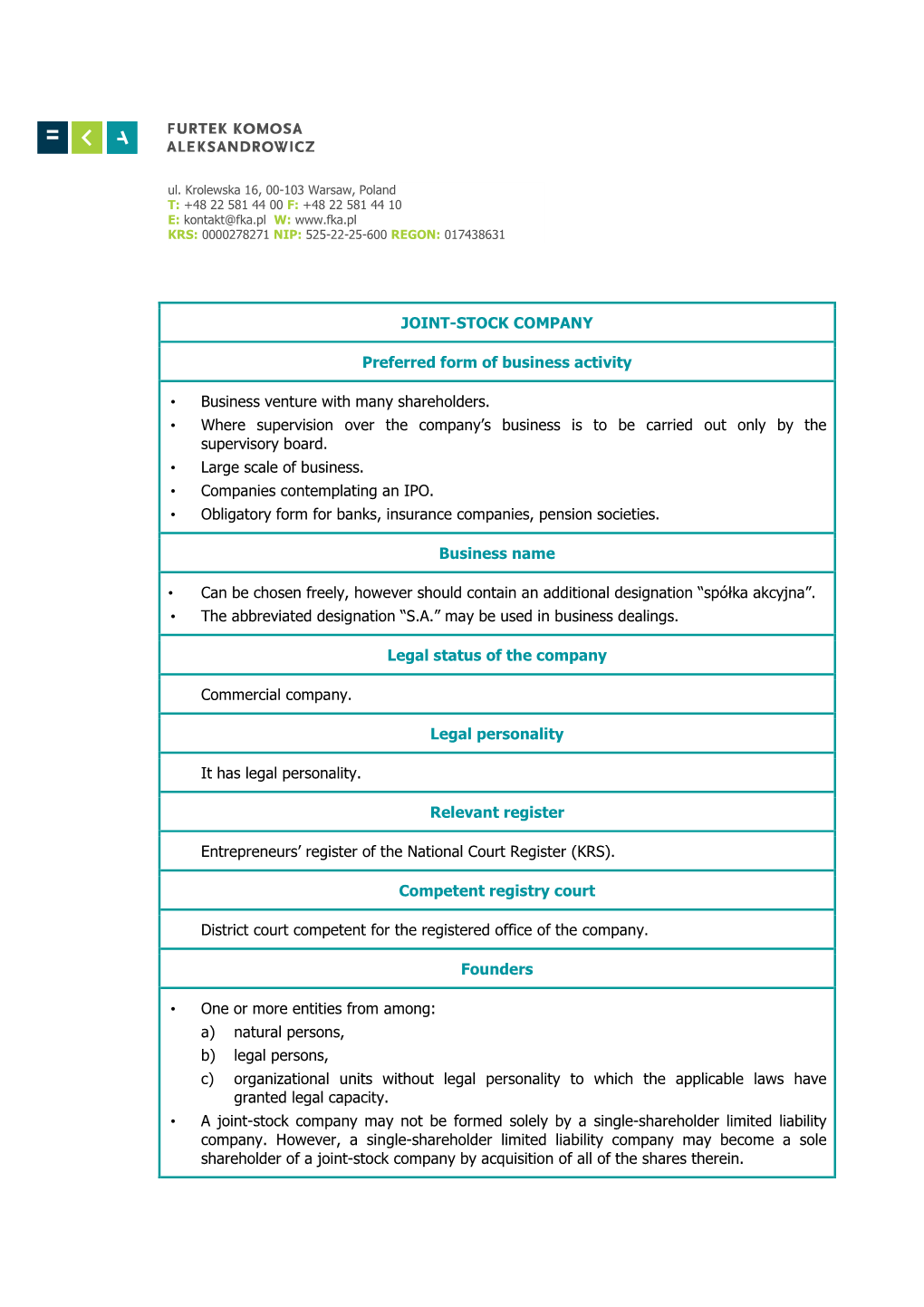 JOINT-STOCK COMPANY Preferred Form of Business Activity