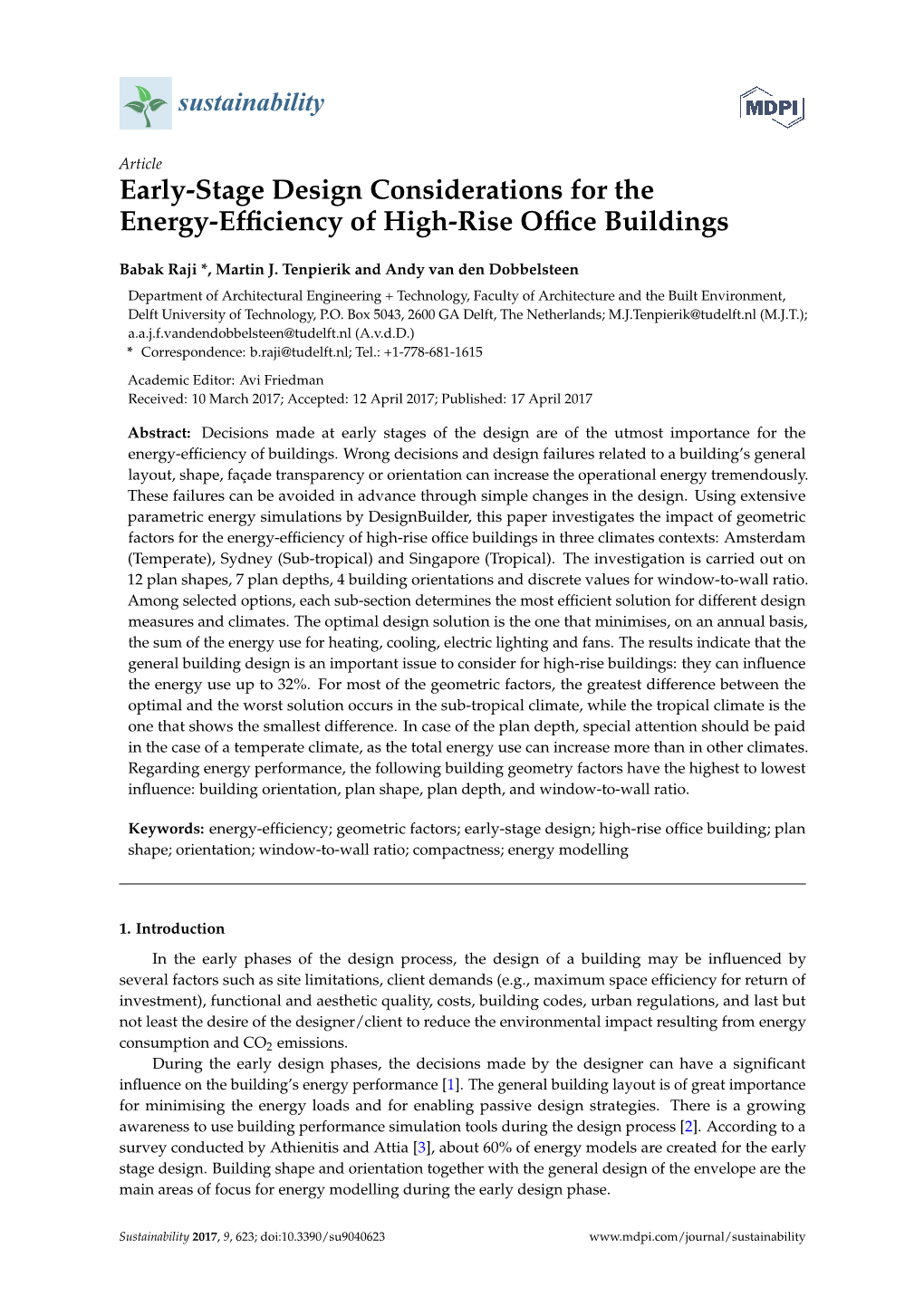 Early-Stage Design Considerations for the Energy-Efficiency of High-Rise