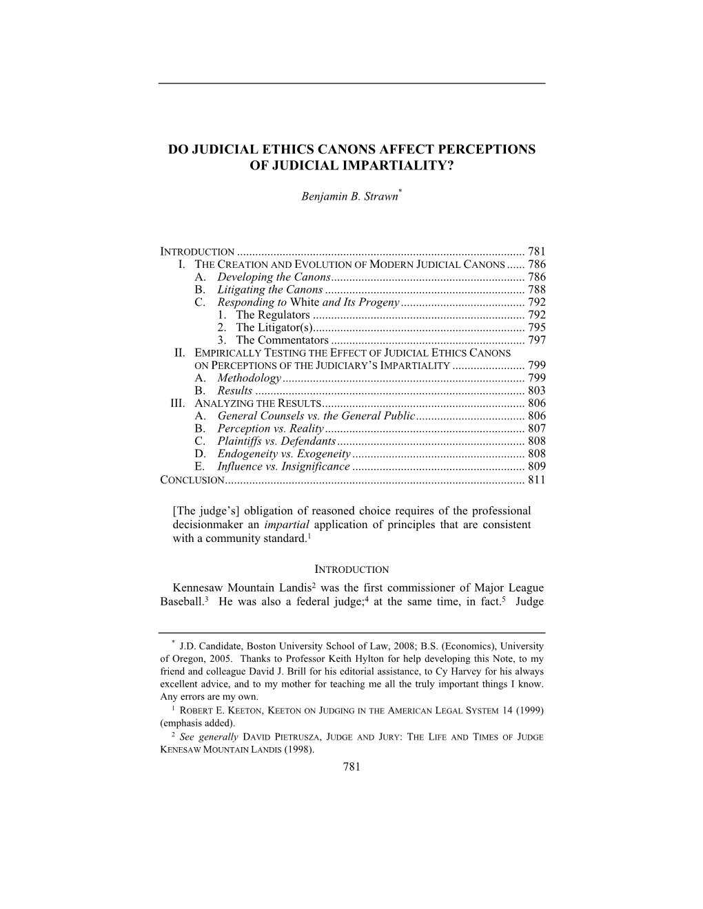 Do Judicial Ethics Canons Affect Perceptions of Judicial Impartiality?