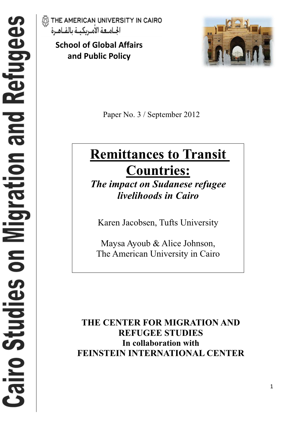 Remittances to Transit Countries: the Impact on Sudanese Refugee Livelihoods in Cairo