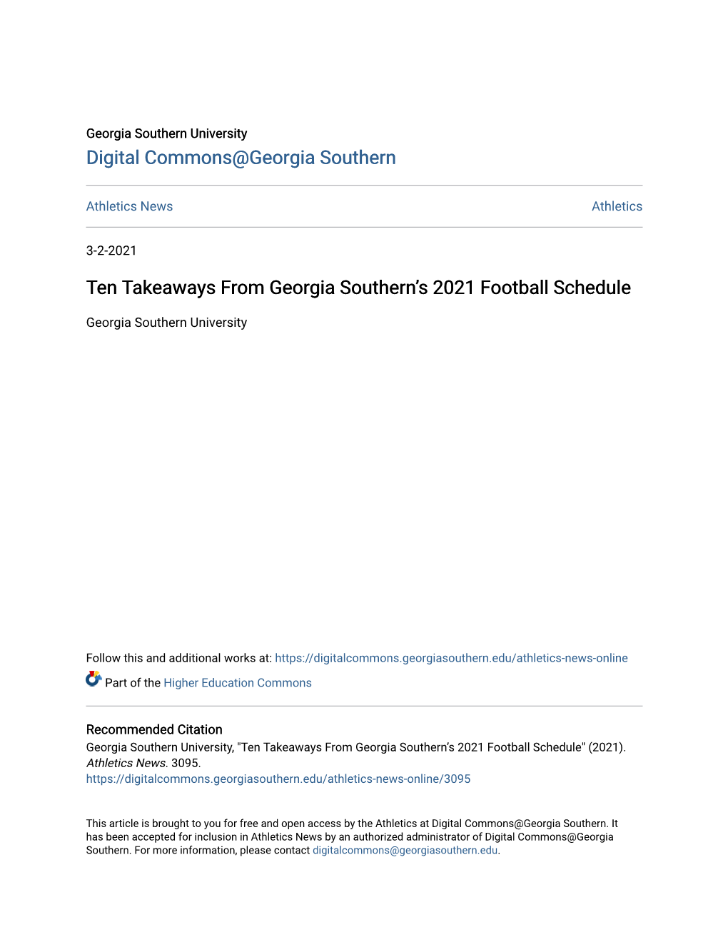 Ten Takeaways from Georgia Southern's 2021 Football Schedule