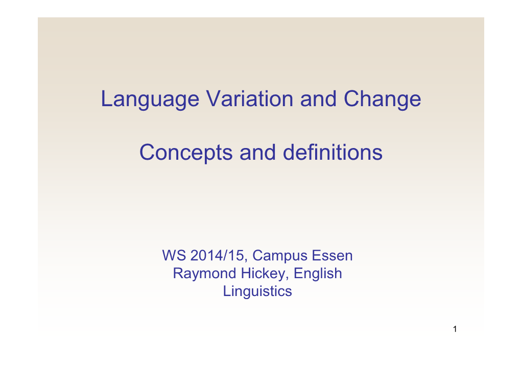 Language Variation and Change Concepts and Definitions