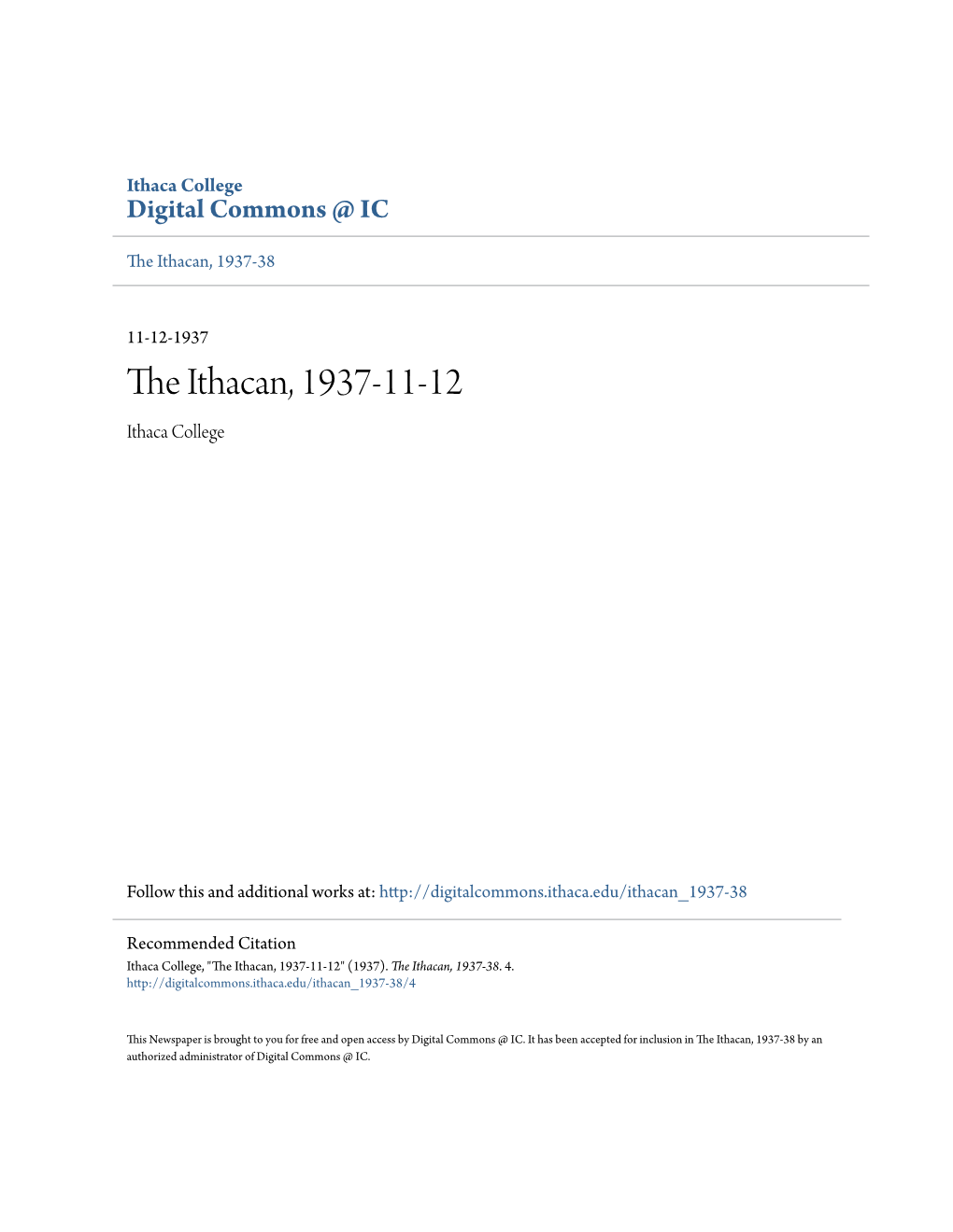 The Ithacan, 1937-11-12