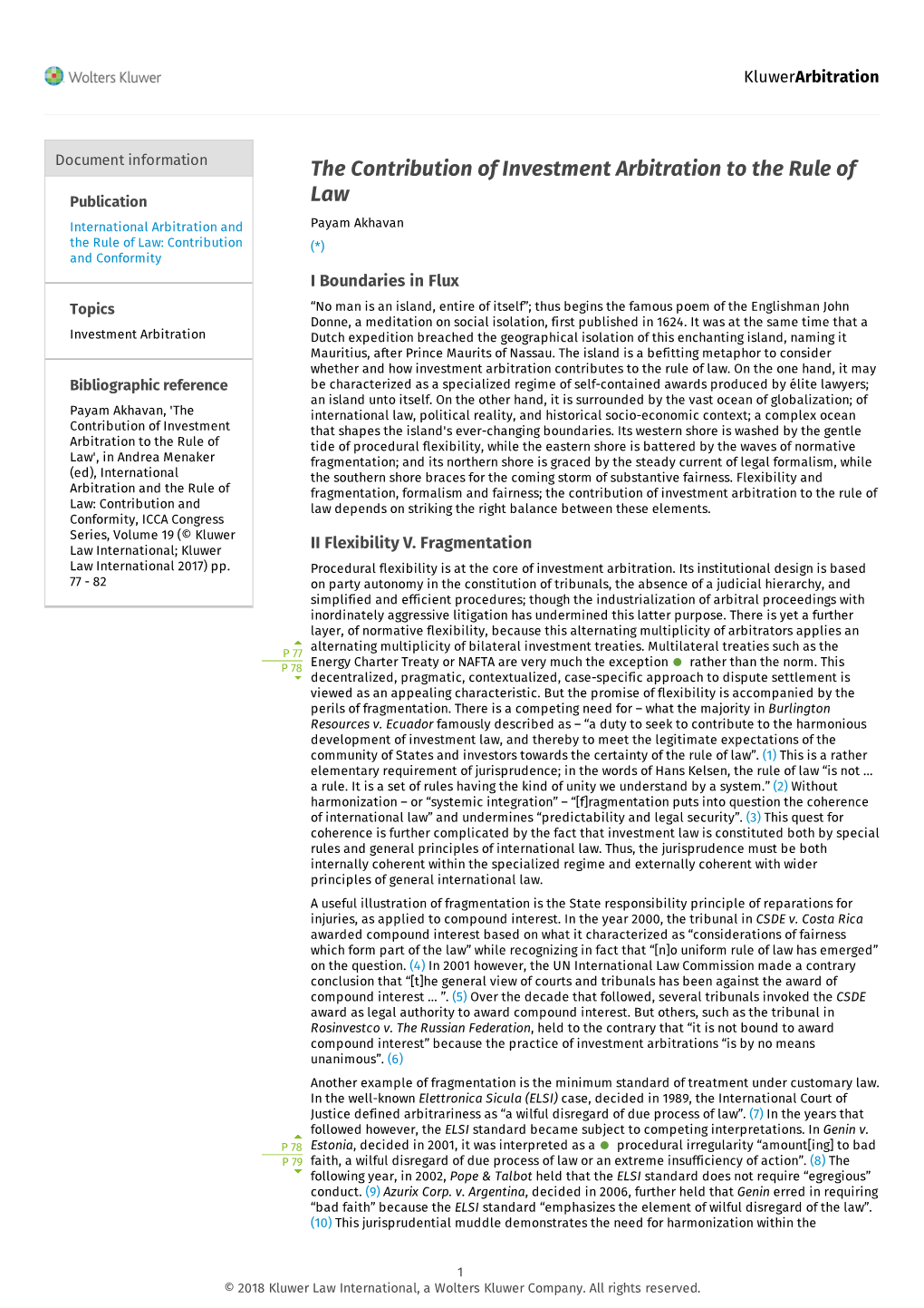 The Contribution of Investment Arbitration to the Rule Of