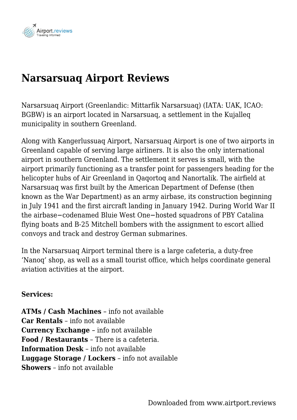 Narsarsuaq Airport Reviews