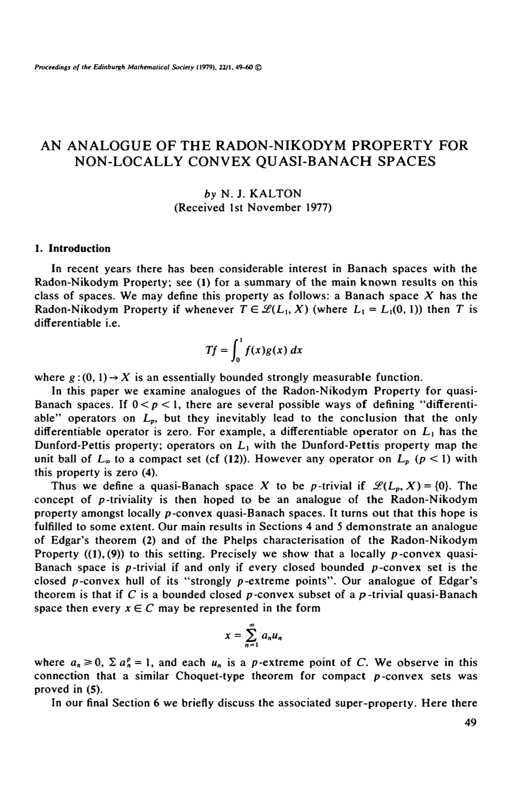 An Analogue of the Radon-Nikodym Property for Non-Locally Convex Quasi-Banach Spaces