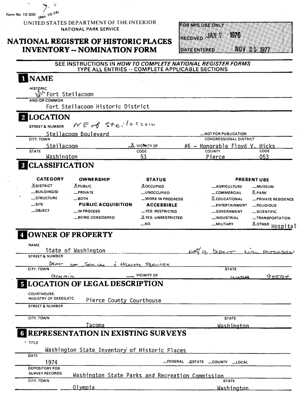 National Register of Historic Places Inventory - Nomination Form