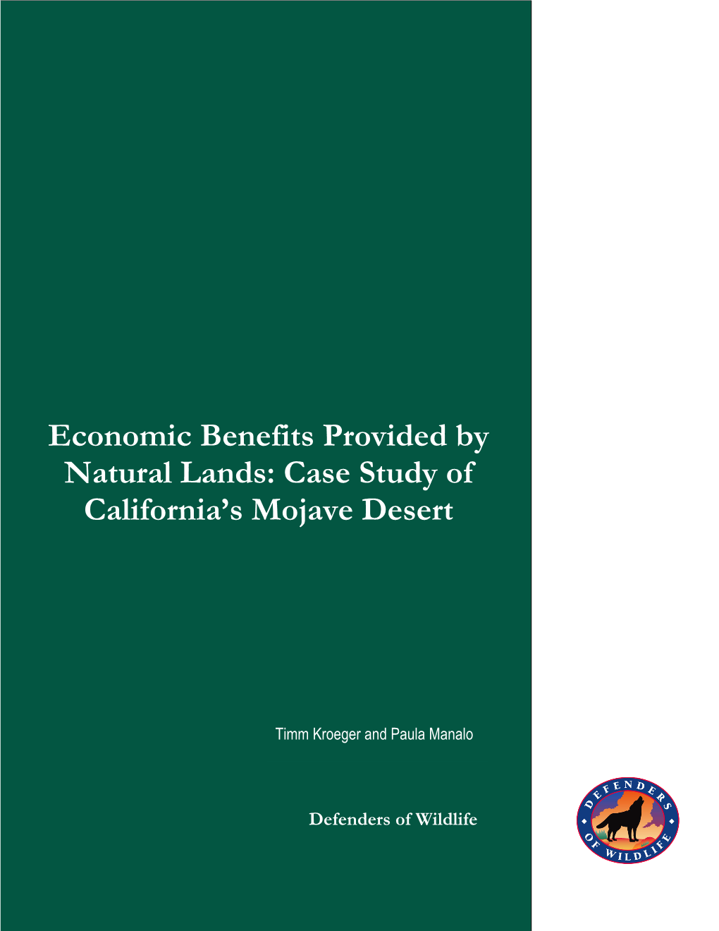 Economic Benefits of the Mojave Desert