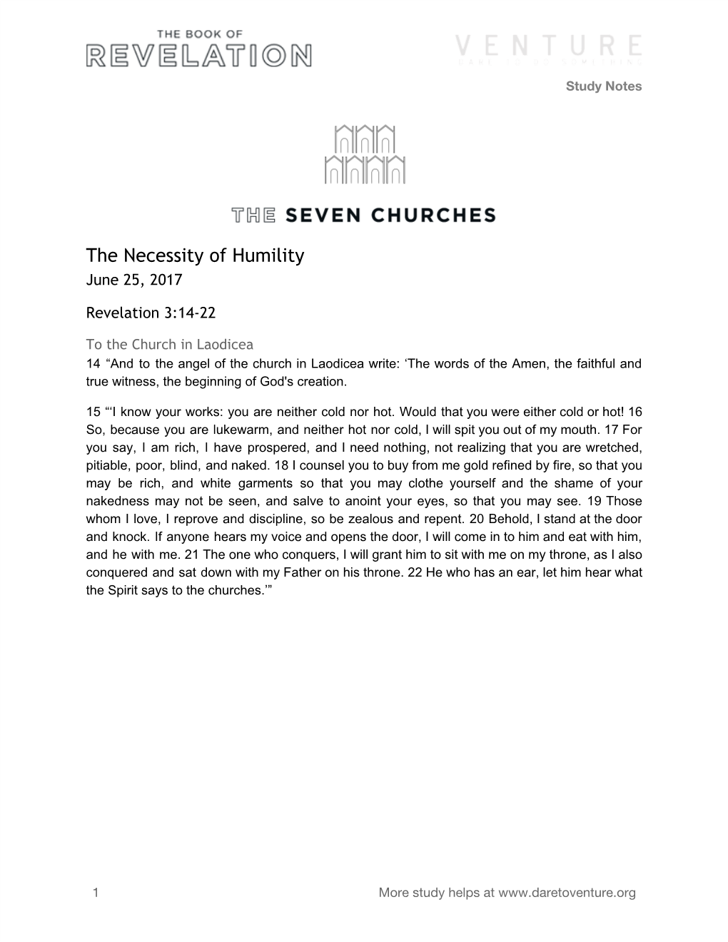 The Necessity of Humility June 25, 2017