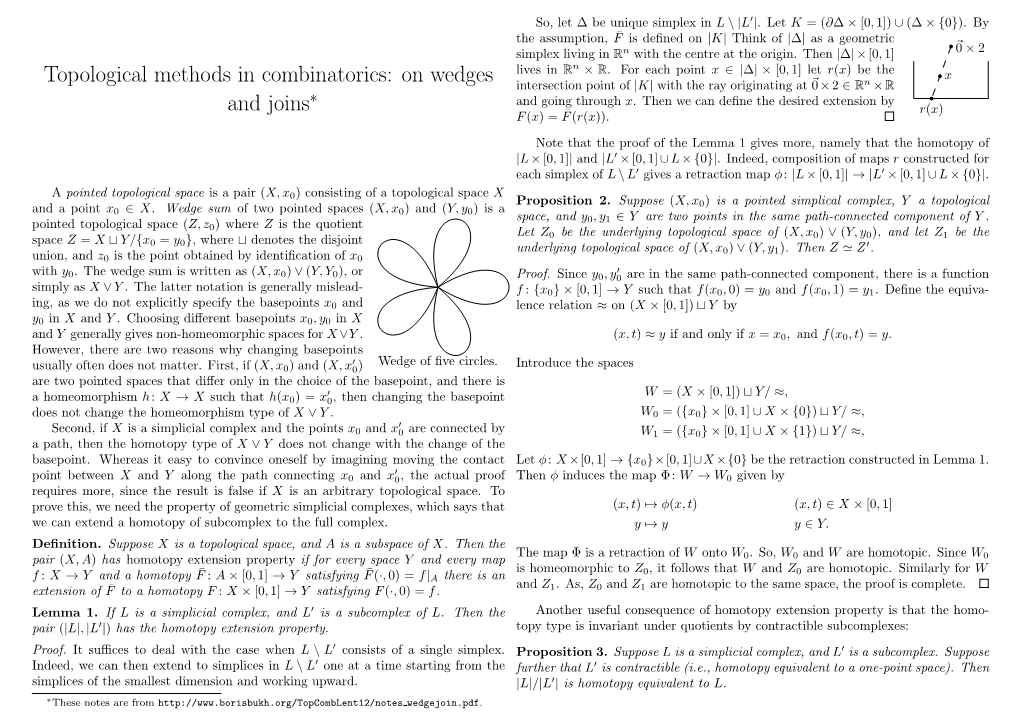 Topological Methods in Combinatorics: on Wedges and Joins