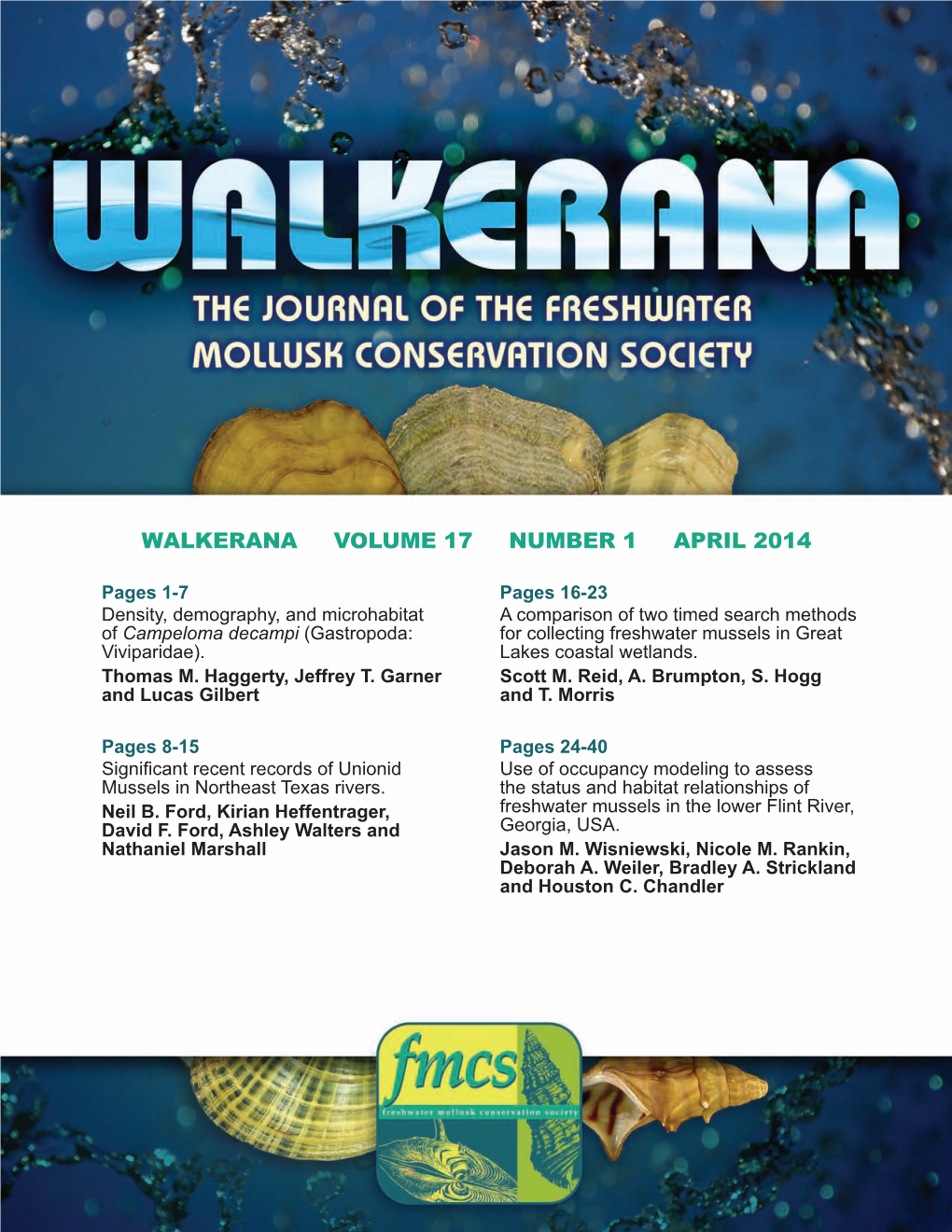 Walkerana Volume 17 Number 1 April 2014