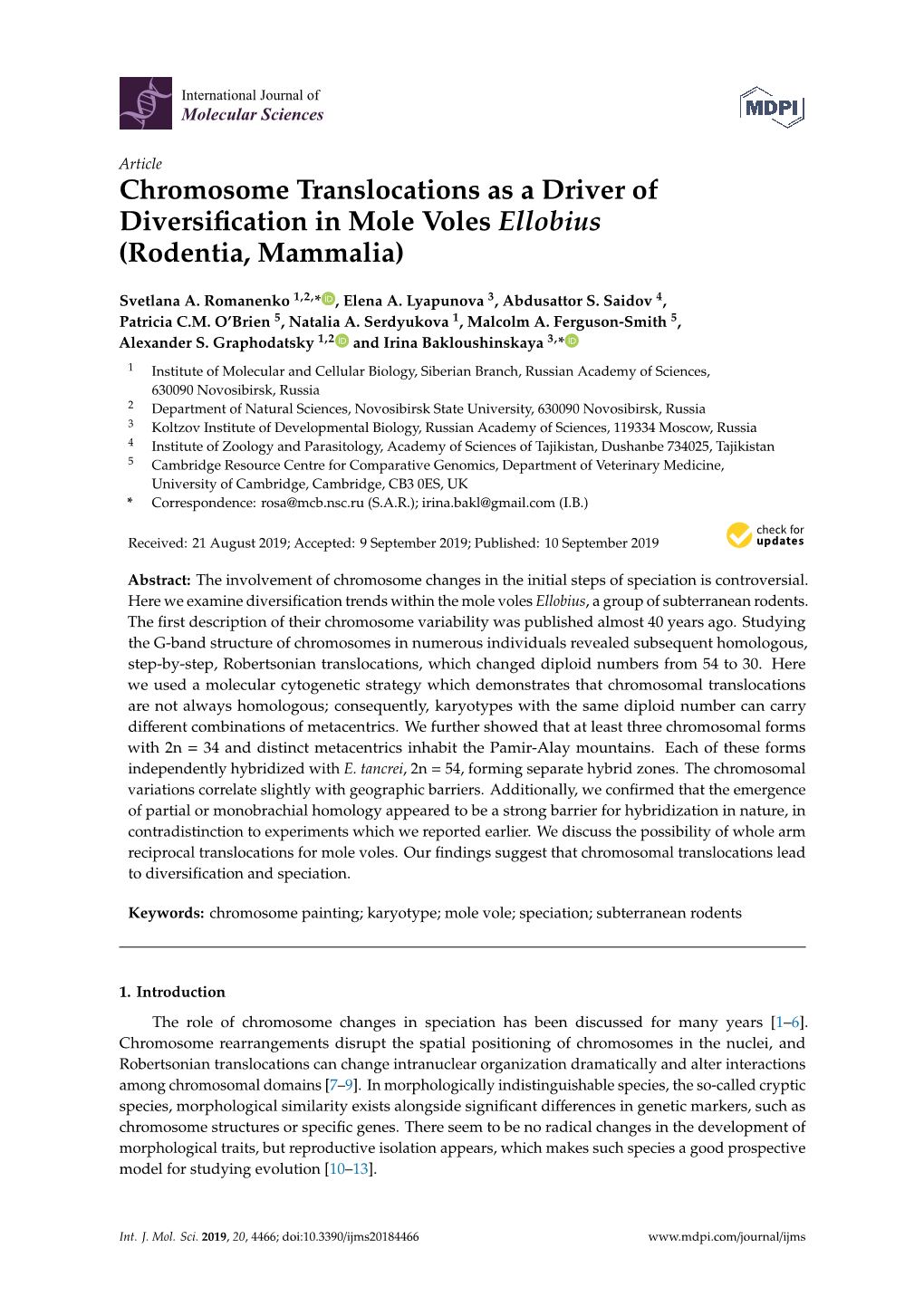 Chromosome Translocations As a Driver of Diversification In