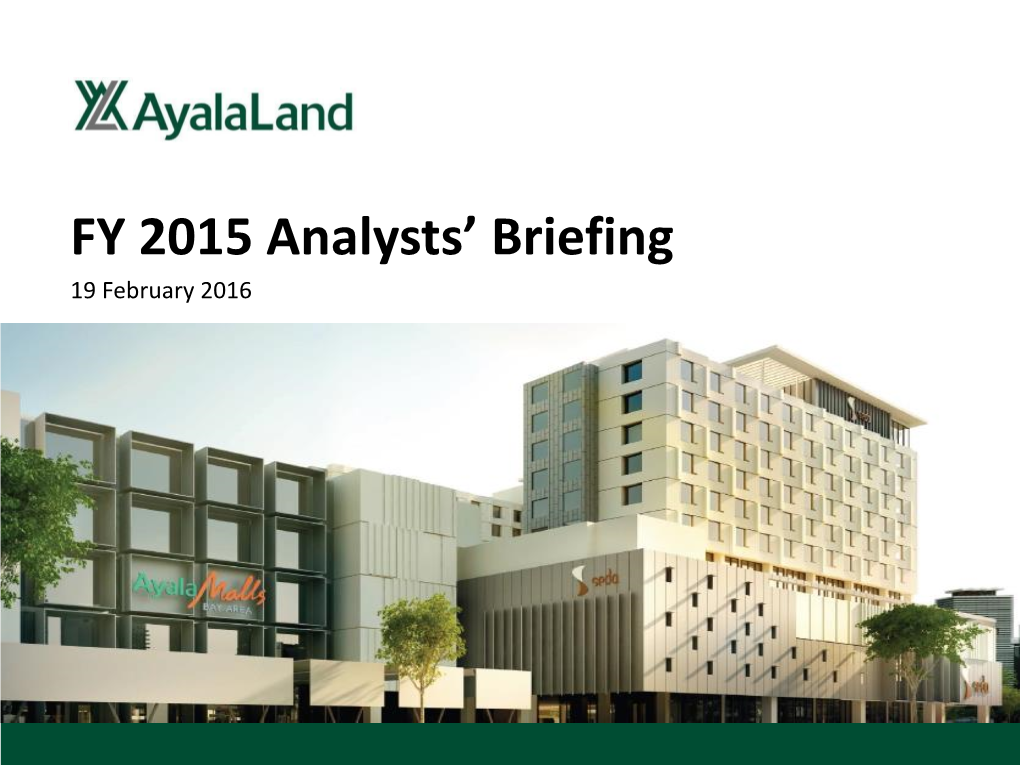 FY 2015 Analysts' Briefing