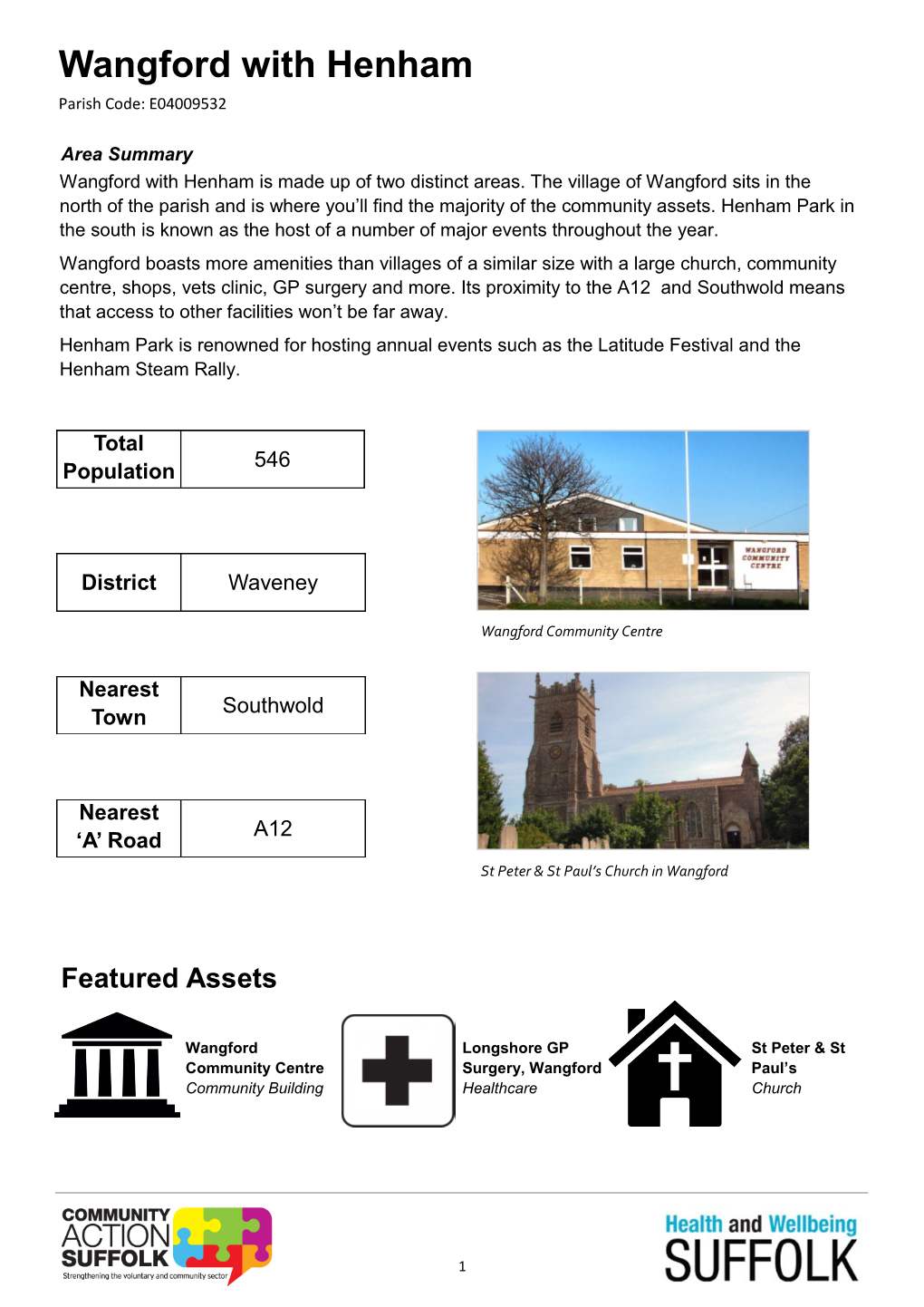 Wangford with Henham Parish Code: E04009532