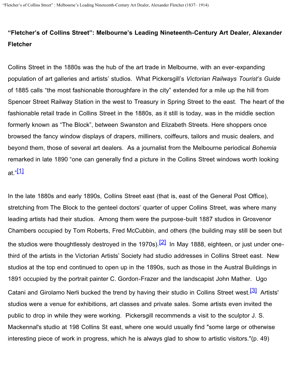 Fletcher's of Collins Street: Melbourne's Leading Nineteenth-Century Art Dealer, Alexander Fletcher