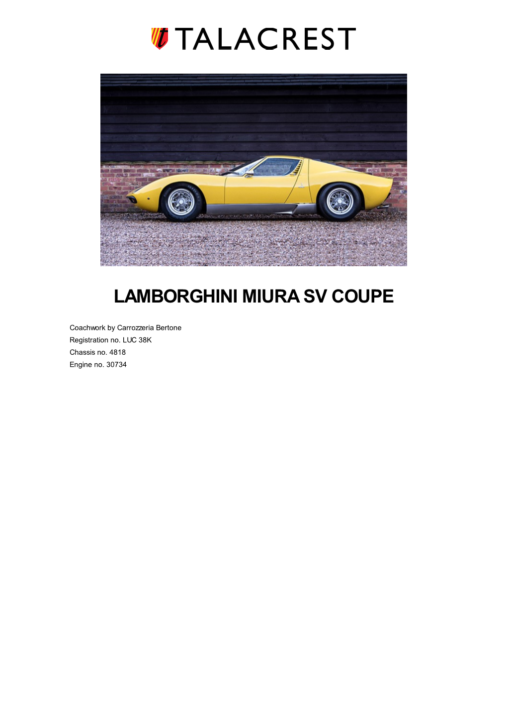 Lamborghini Miura Sv Coupe