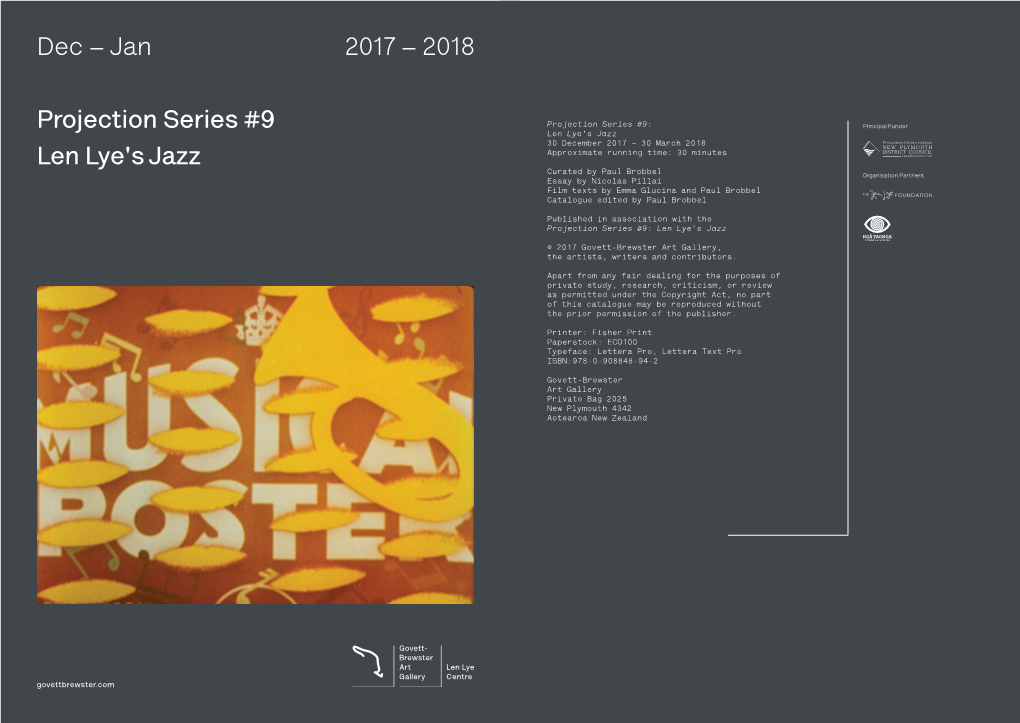 Jan 2017 – 2018 Projection Series #9 Len Lye's Jazz