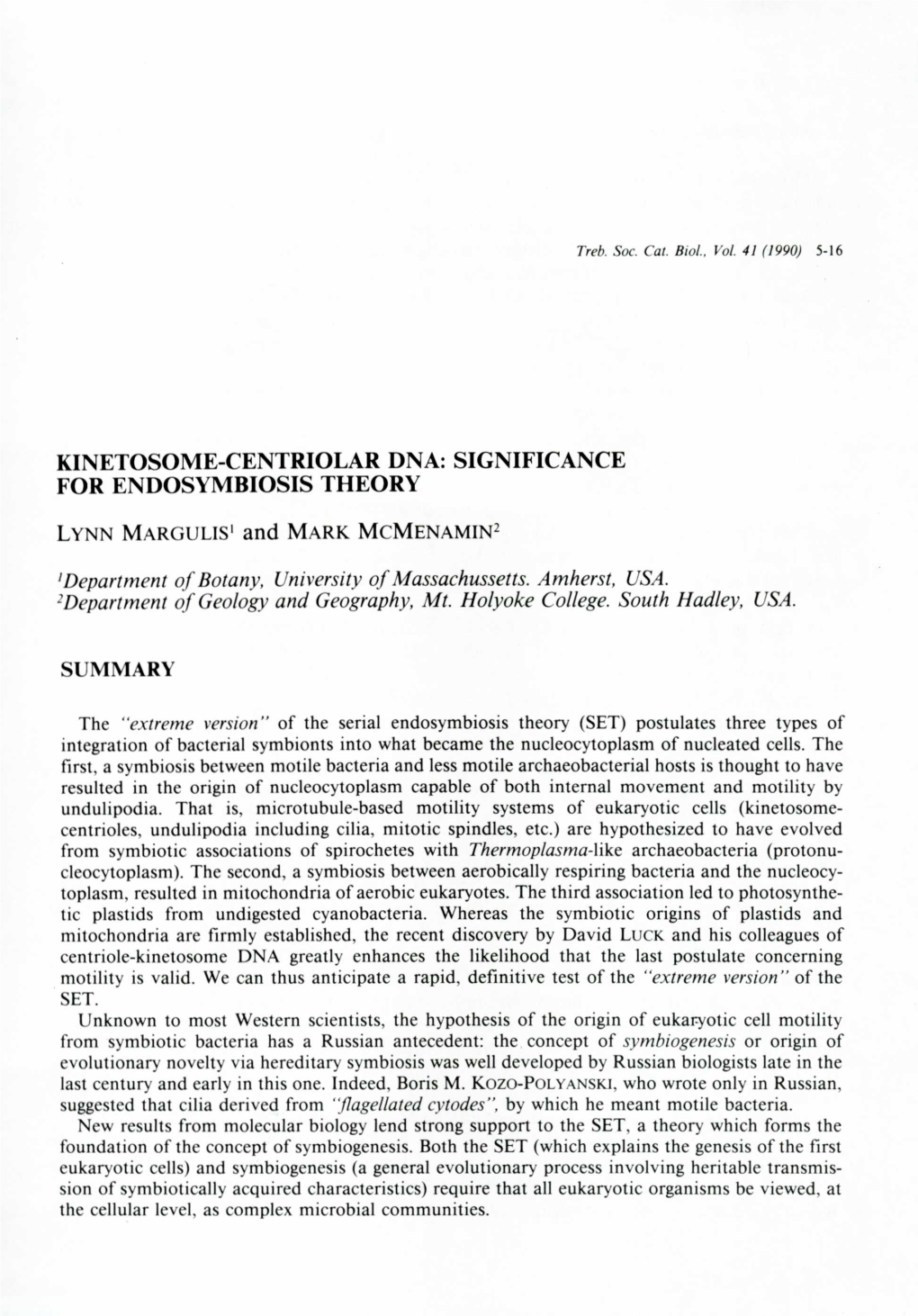 Significance for Endosymbiosis Theory