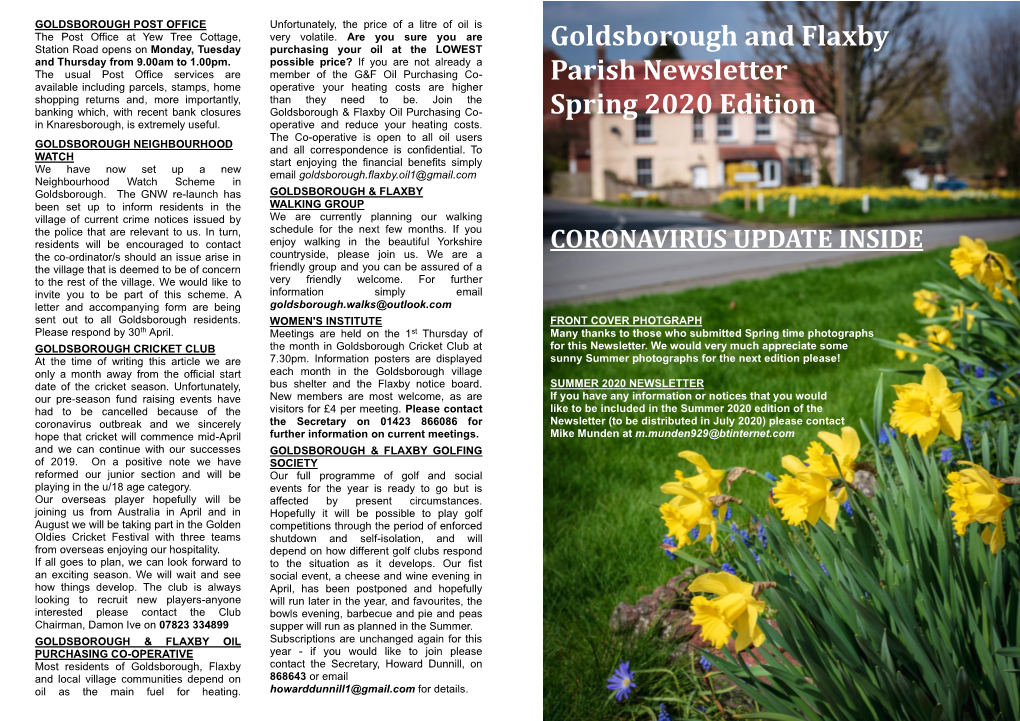 Goldsborough & Flaxby Parish Newsletter