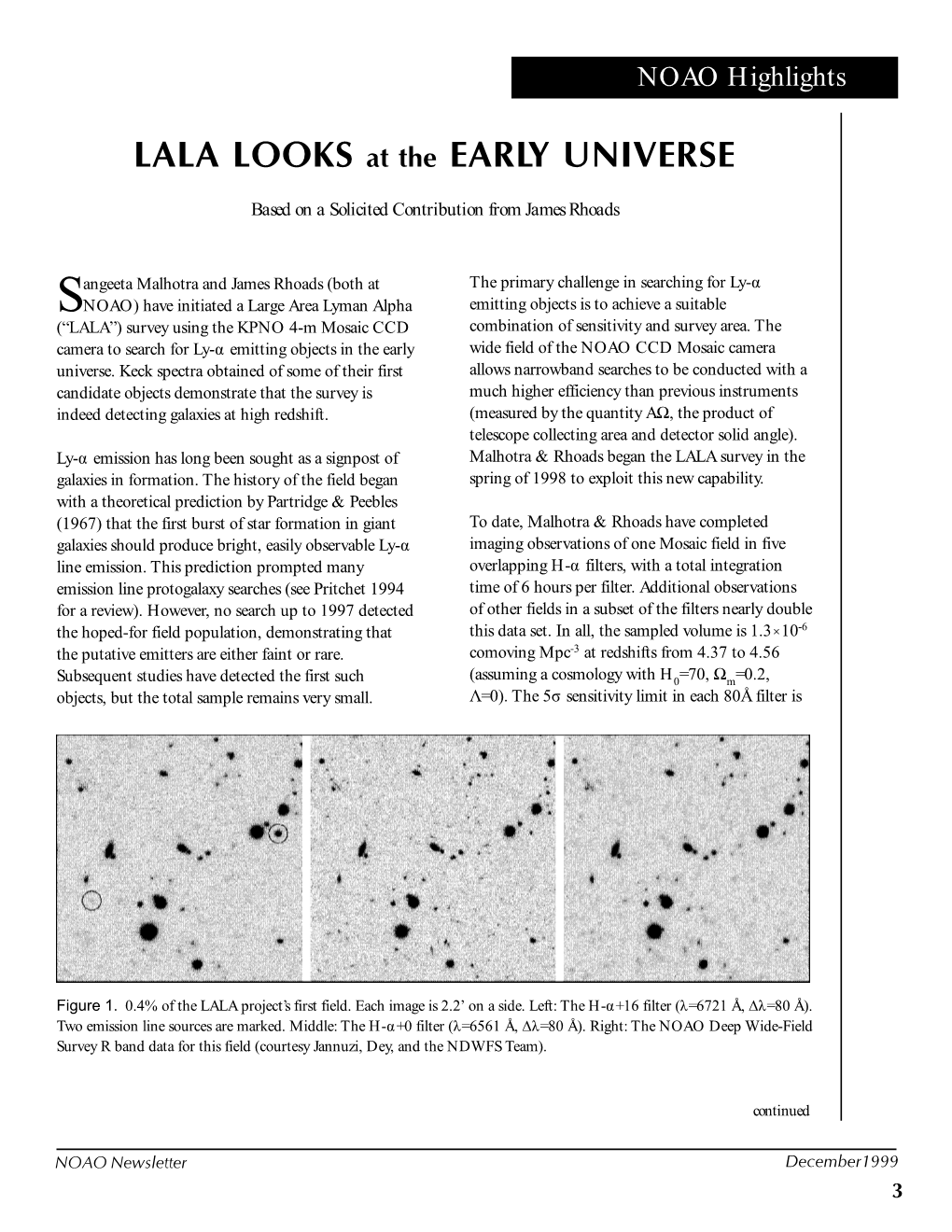 LALA LOOKS at the EARLY UNIVERSE