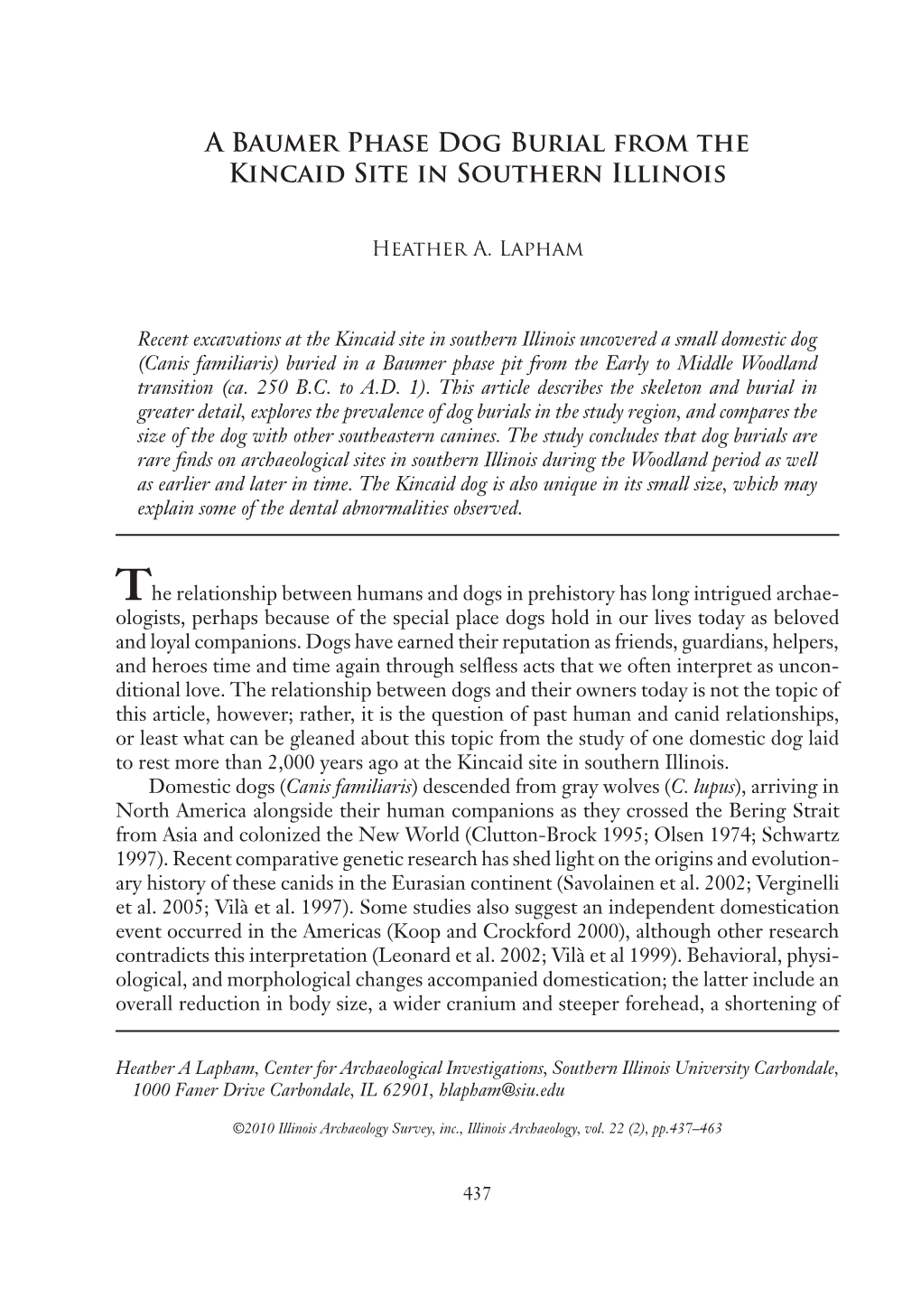 Illinois Archaeology (2010)