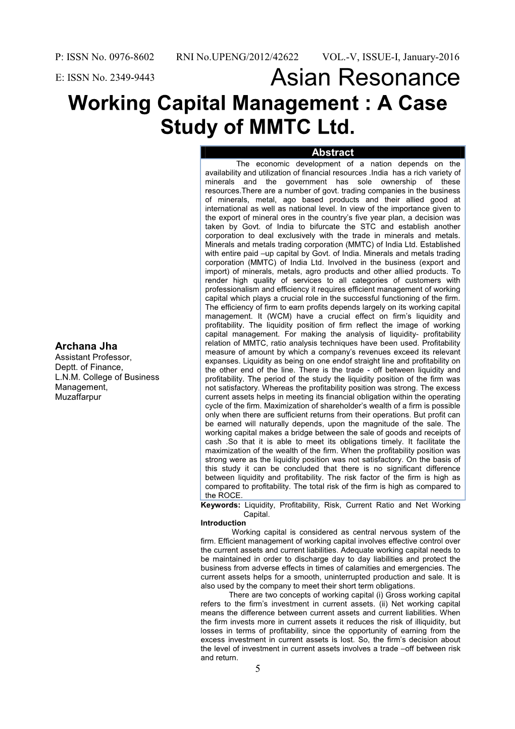 A Case Study of MMTC Ltd