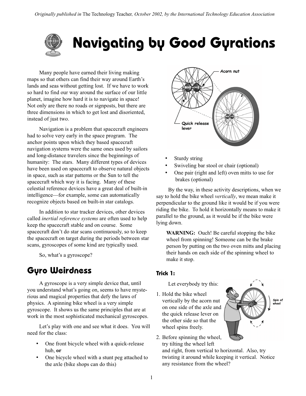 Navigating by Good Gyrations Activity