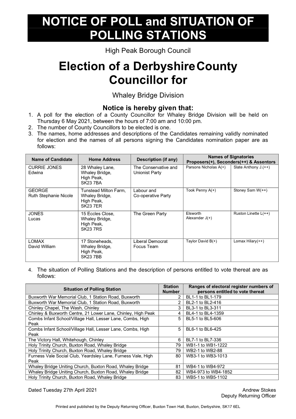 Whaley Bridge Division