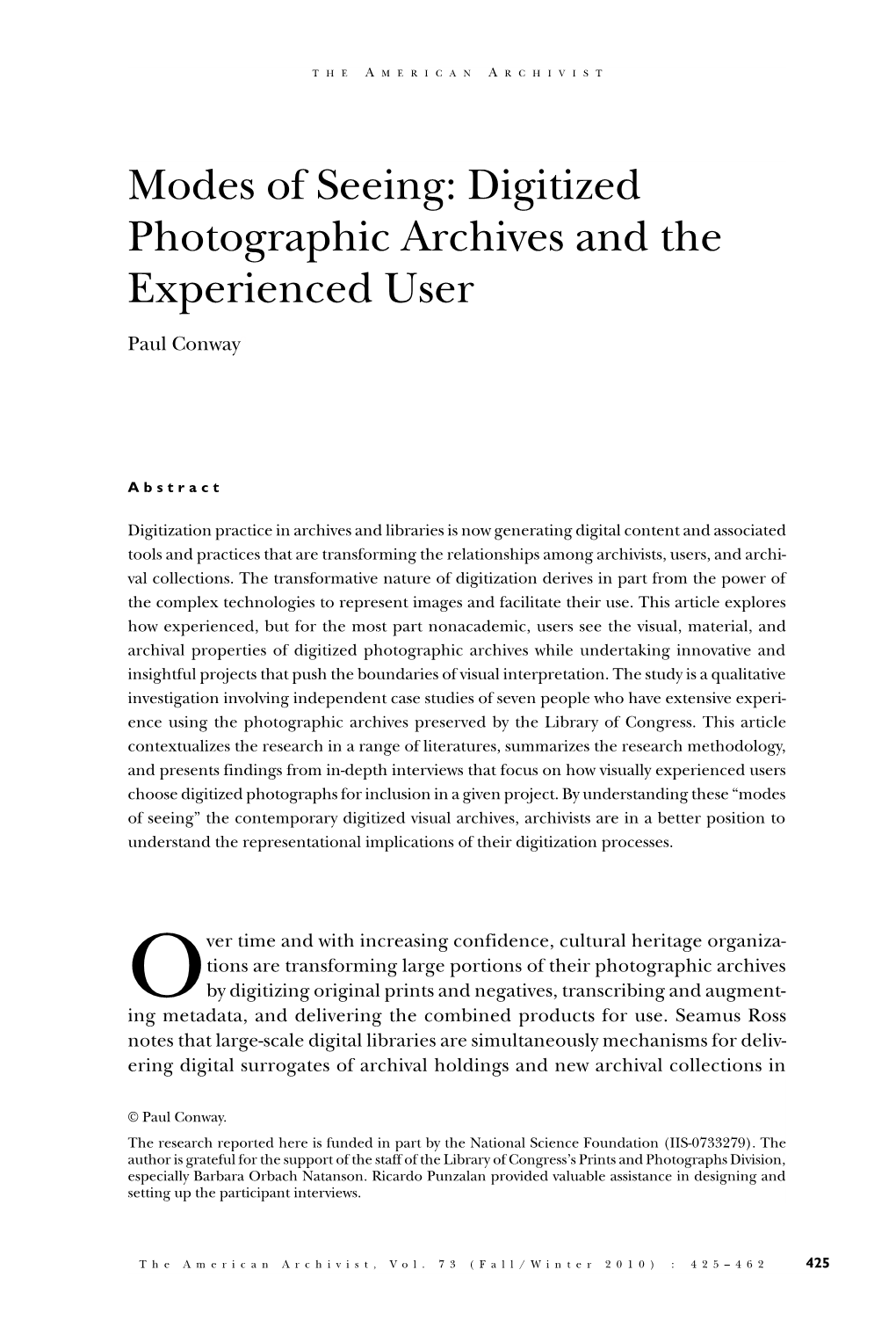 Modes of Seeing: Digitized Photographic Archives and the Experienced User